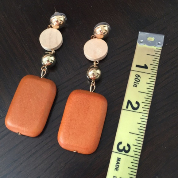 Boho fashion Earrings Round Wood Square jew - Picture 3 of 3